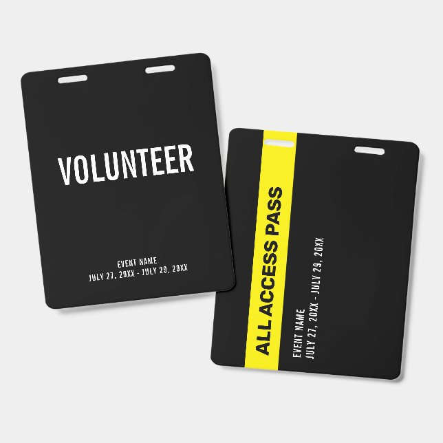 Crachá de identificação de evento comunitário volu (Frente e verso)