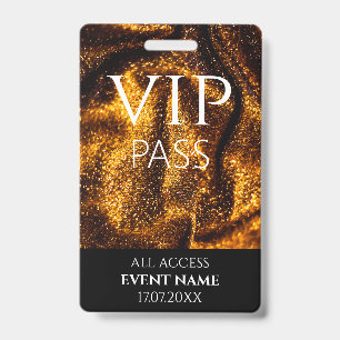 Crachá de identificação de evento vip ouro passe d