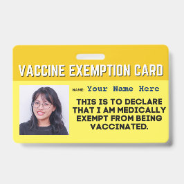 Crachá de Identificação de Exemção Médica de Vacin