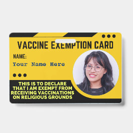 Crachá de Identificação de Exemção Religiosa à Vac
