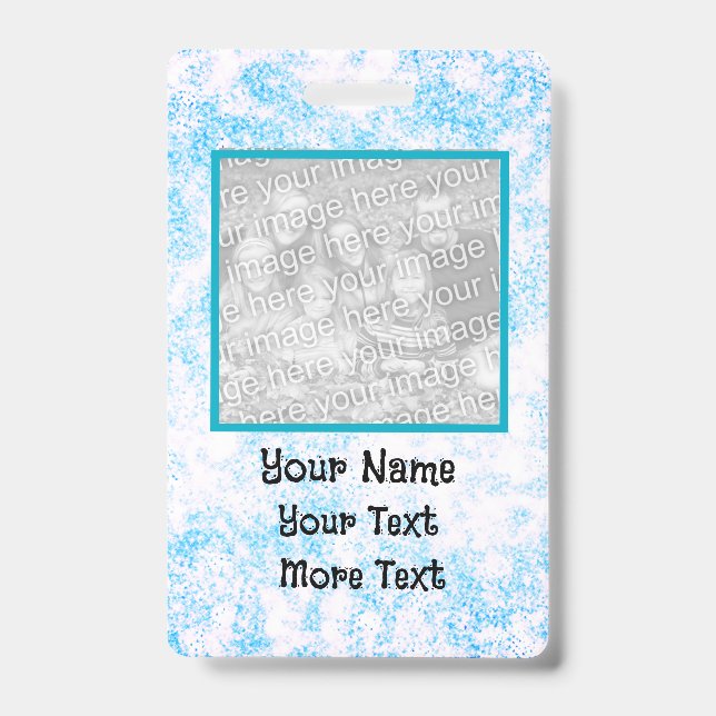 Crachá de identificação de foto azul (Frente)