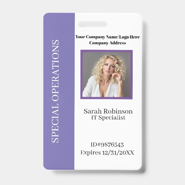 Crachá de identificação de foto da empresa com cód (Frente)