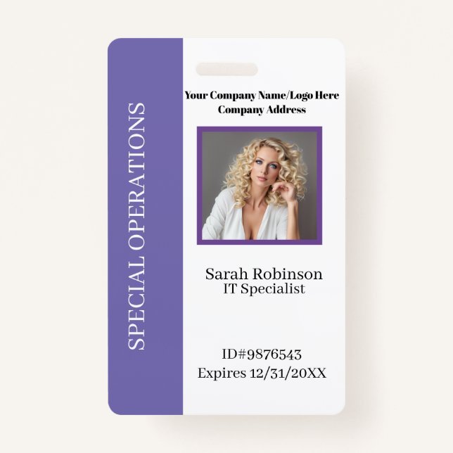 Crachá de identificação de foto da empresa com cód (Frente)