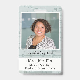 Crachá de identificação de foto do professor de mú