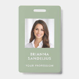 Crachá de Identificação de Foto Verde Sage com Let