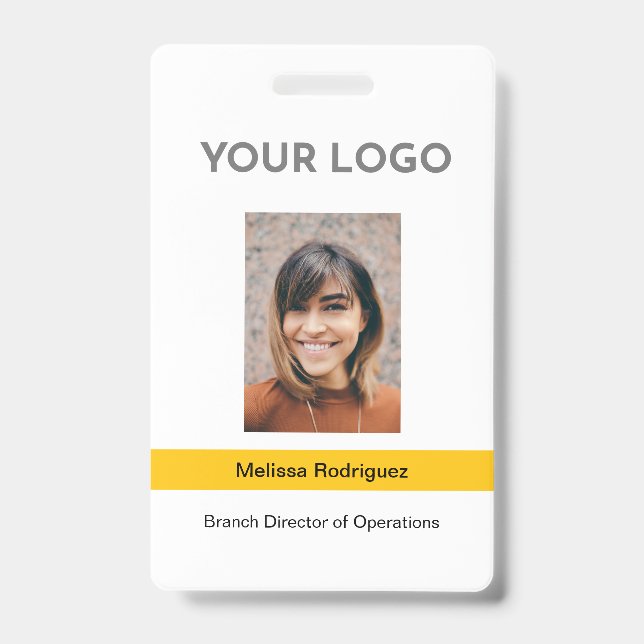 Crachá de identificação de funcionário amarelo cor (Frente)
