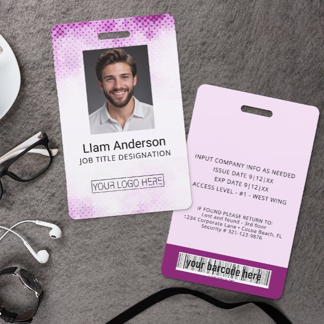 Crachá de Identificação de Funcionário com Gradien (Custom Employee Photo Badge)