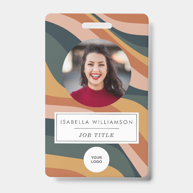 Crachá de identificação de funcionário com linhas  (Frente)