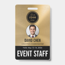 Crachá de Identificação de Funcionário de Evento -