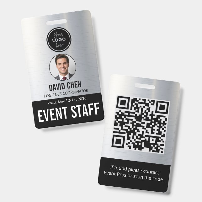 Crachá de Identificação de Funcionário de Evento - (Frente e verso)