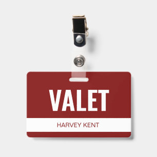 Crachá de Identificação de Funcionário de Valet de