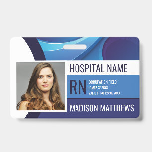 Crachá de Identificação de Funcionário Médico Azul