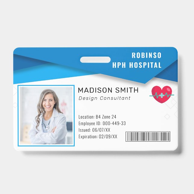 Crachá de Identificação de Funcionário Médico do H (Frente)