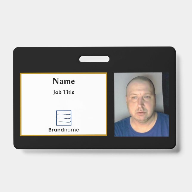 Crachá de Identificação de Funcionário Preto (Frente)