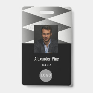 Crachá de Identificação de Funcionário Preto e Bra