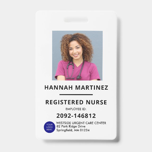 Crachá de identificação de funcionário preto e bra (Frente)