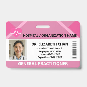 Crachá de Identificação de Hospital Rosa Médico En
