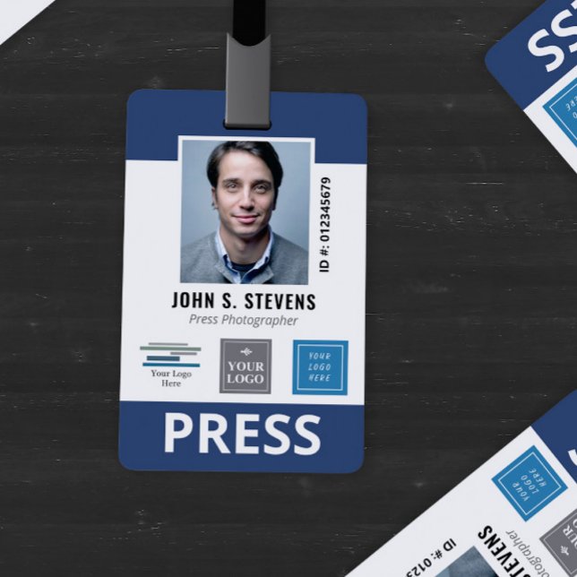 Crachá de identificação de imprensa Navy Blue 3 Lo (Criador carregado)