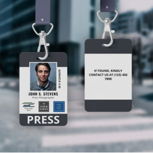 Crachá de identificação de imprensa Slate Gray 3 L