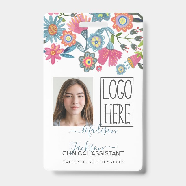 Crachá de identificação de plástico floral feminin (Frente)