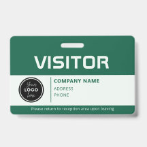 Crachá de Identificação de Visitante Moderno Verde