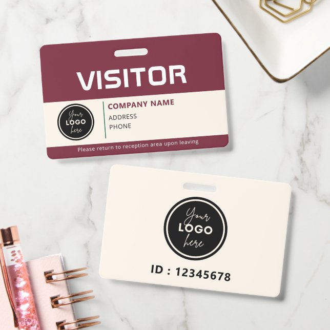 Crachá de Identificação de Visitante Moderno Verme (Escritório)