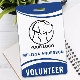Crachá de identificação de voluntário com logotipo