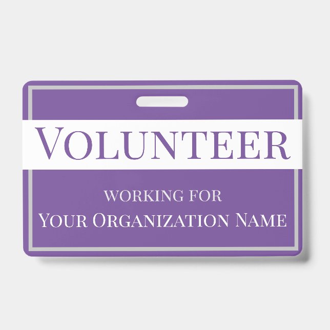 Crachá de Identificação de Voluntário Roxo e Branc (Frente)