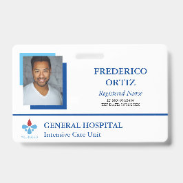 Crachá de Identificação do Hospital Azul e Branco