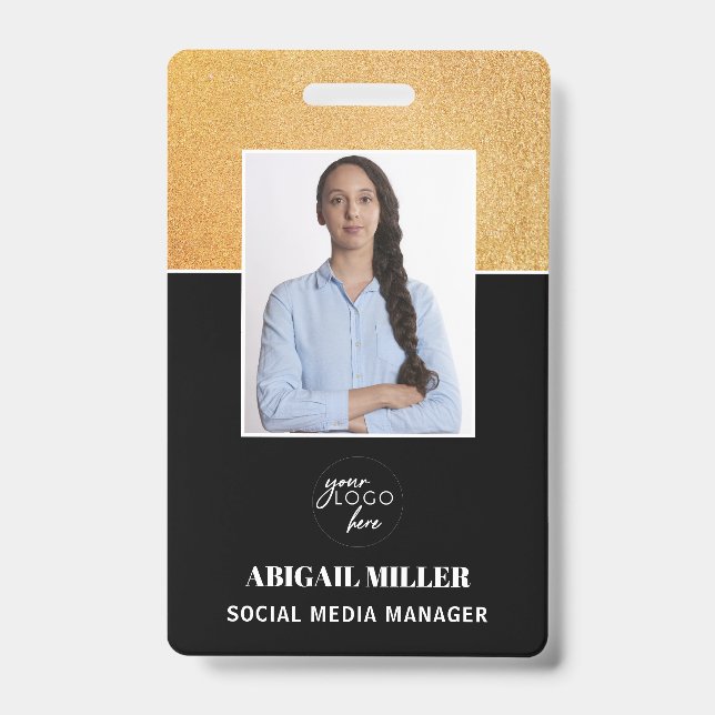 Crachá de identificação elegante personalizado com (Frente)