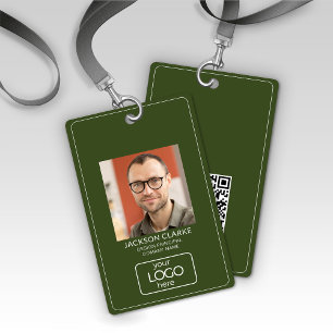 Crachá de Identificação Empresarial Verde Escuro c