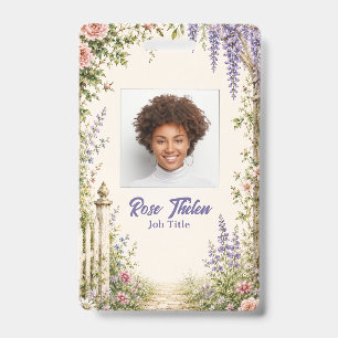 Crachá de identificação floral personalizado para 