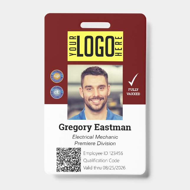 Crachá de identificação fotográfica com código QR  (Frente)