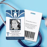 Crachá de identificação médica azul moderno person