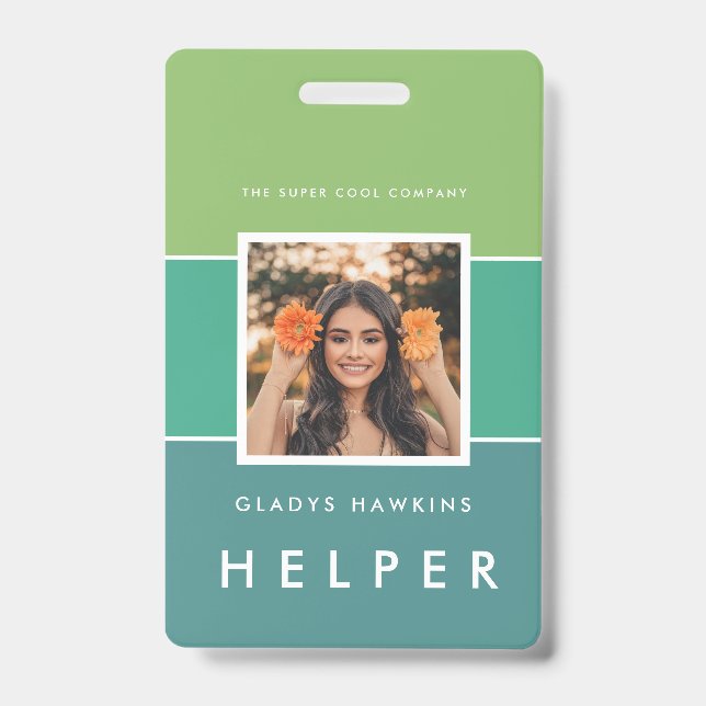 Crachá de identificação moderno com foto e nome (Frente)