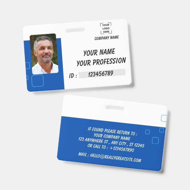 Crachá de Identificação Personalizado com Foto do  (Frente e verso)