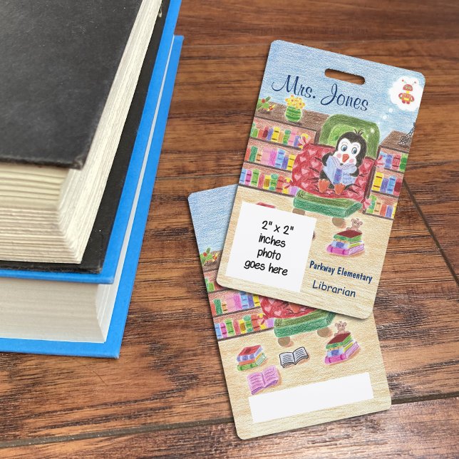 Crachá de identificação personalizado de bibliotec (Criador carregado)