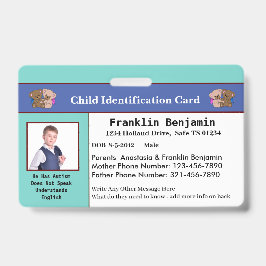 Crachá de Identificação Personalizado para Criança