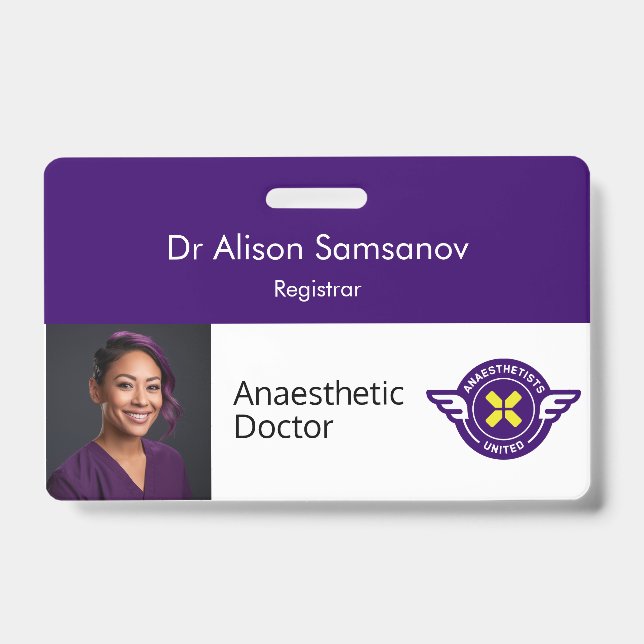 Crachá de identificação personalizável com foto (Frente)