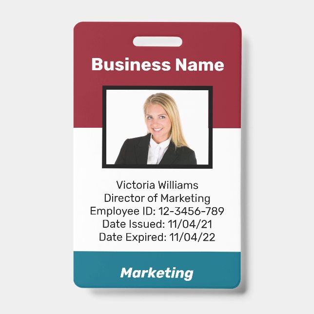 Crachá de Identificação Pessoal de Funcionário com (Frente)