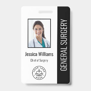 Crachá de identificação preto para médico hospital