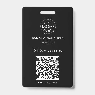 Crachá de identificação preto personalizado elegan