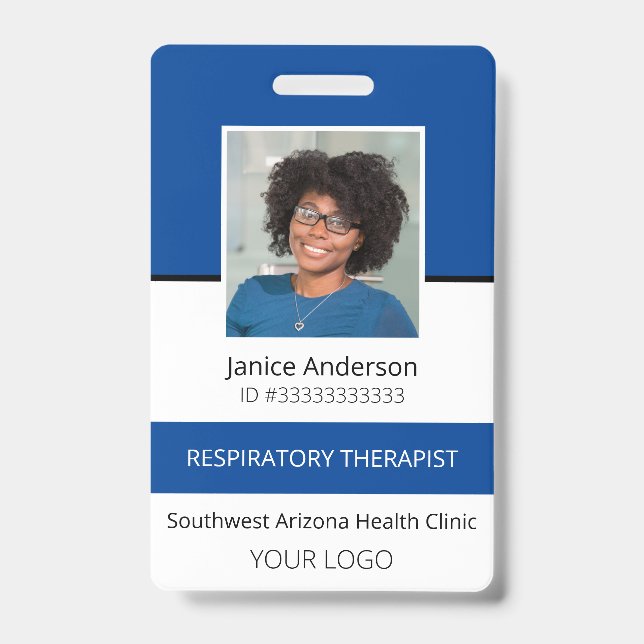 Crachá de Identificação Profissional Azul para Fun (Frente)