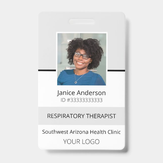 Crachá de identificação profissional cinza para fu (Frente)