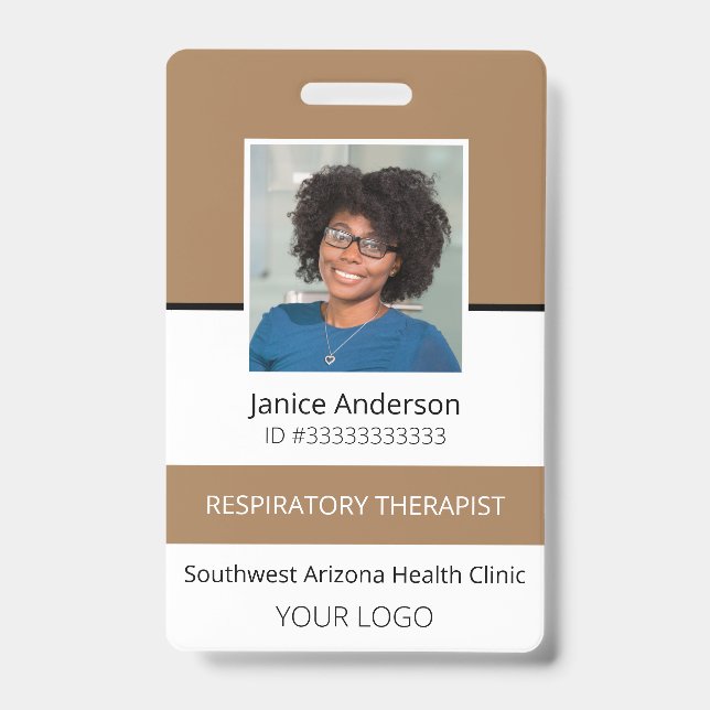 Crachá de identificação profissional de foto bronz (Frente)