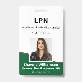 Crachá de Identificação Verde e Cinza para Funcion