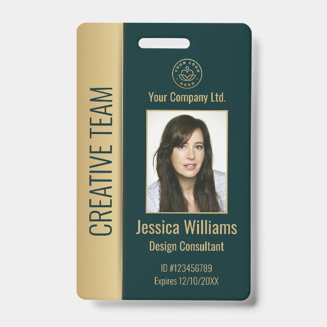 Crachá de Identificação Verde Personalizado para F (Frente)
