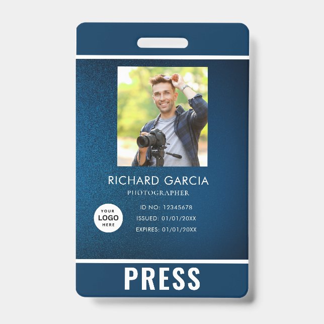 Crachá de imprensa de fotógrafo fotográfico (Frente)