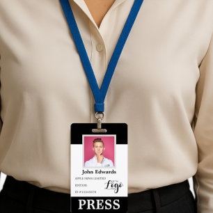 Crachá de Imprensa Personalizado com Foto e Logoti