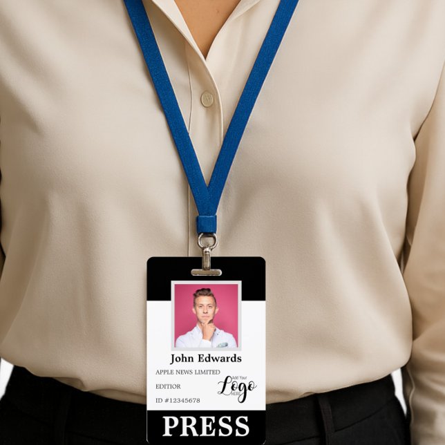 Crachá de Imprensa Personalizado com Foto e Logoti (Criador carregado)